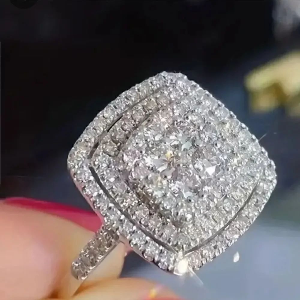 Zircon elegant square promise ring size 8 - Picture 5 of 11